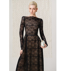 Vêtements de haute couture pour femmes, robe décontractée ASTORIA LACE GOWN, manches longues, coupe ajustée, ODM, marque privée, robes élégantes pour femmes - Product Image 2