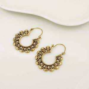 Boucles d'oreilles créoles squelette plaqué or antique, style punk, bijoux de mode unisexe en alliage - Product Image 6