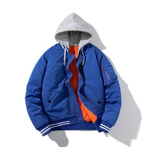Blouson bomber noir pour homme avec doublure orange style universitaire, col rabattable, fermeture éclair, vêtement d'extérieur décontracté pour l'automne, coupe classique - Product Image 5