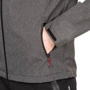 Chaqueta Impermeable Gris Personalizada para Hombre con Detalles Rojos, Bolsillos con Cremallera y Cordones Ajustables - Product Image 3