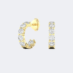 Pendientes de aro abiertos con engaste de puntas compartidas y corte redondo de 1.05 quilates - Product Image 4