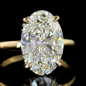 Bague de fiançailles personnalisée en moissanite ovale certifiée IGI 5 carats, grande pierre, or jaune 14K, solitaire minimaliste, fabrication de bagues de mariage - Product Image 3
