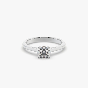 Anillo de Compromiso y Boda Minimalista Clásico de Plata 925 con Moissanita, Corte Brillante Redondo, Engaste de Garras, para Mujer - Product Image 1