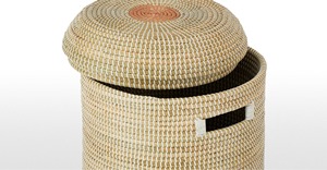 Panier à linge en jonc de mer bleu marine, fait main, panier de rangement, vente en gros, écologique, fabriqué au Vietnam - Product Image 4