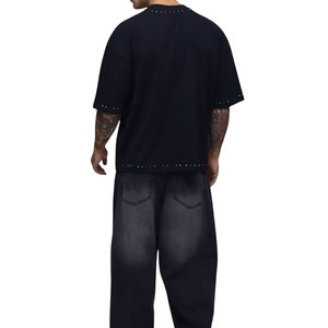 T-shirt personnalisé avec bordure contrastée, dernière mode, t-shirt en strass, streetwear, logo imprimé personnalisé, t-shirt en strass - Product Image 5