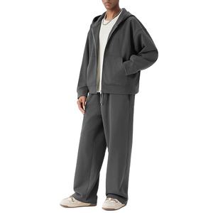 Survêtement unisexe à fermeture éclair surdimensionné à logo personnalisé, très vendu, 2 pièces, coton mélangé lourd, streetwear, survêtement à fermeture éclair pour homme - Product Image 3