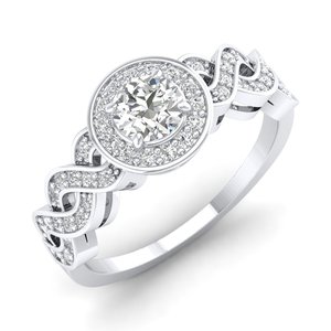 Bague Halo REYES en Moissanite Ronde Brillante de Haute Qualité 0,77 Carat en Argent Sterling 925, Bagues de Fiançailles, Cadeaux d'Anniversaire - Product Image 2