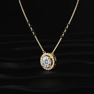 Colgante de Diamante CVD Cultivado en Laboratorio, Corte Redondo, Halo, Mangalsutra, Compromiso, Boda, Oro, Certificado IGI, India - Product Image 3