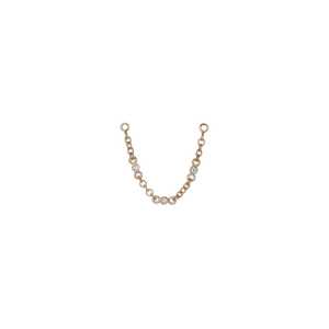 Boucles d'oreilles chaîne personnalisées en diamant de laboratoire, double piercing, connecteur clou 4 cm, unité unique, clous minimalistes, or 14K 18K, vente en gros - Product Image 3