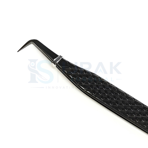 Professional Black Angled Lash Tweezers Stainless Steel Precision Fine Tip <b>Eyelash</b> Extension <b>Applicator</b> Volume Lash Tool - Product Image 3