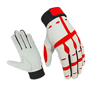 Full Finger <b>Baseball</b> <b>Gloves</b> White Red Black Leather Non Slip Hook And Loop Closure Right Handed Adult All Seasons - Product Image 3