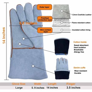 Guantes de Soldadura de Cuero Vacuno de Alta Resistencia para Seguridad Industrial, Resistentes a la Abrasión, para Bomberos y Construcción - Product Image 2