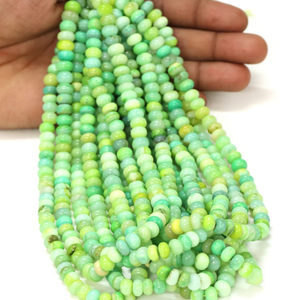 Perles Rondelles d'Opale Verte : Pierres Précieuses Lisses de Qualité AAA (7-9mm, 16 pouces) - Product Image 1