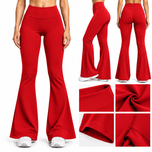 Pantalon de yoga pour femme taille haute, coupe évasée, longueur intégrale, uni, 220g, en Spandex, extensible, respirant, sans couture, pour fitness et sport - Product Image 2