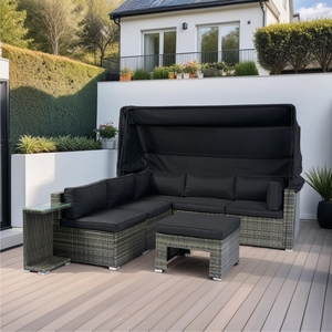 Ensemble de meubles de jardin modernes en rotin tressé IPRO Premium 2026, résistant aux UV, toutes saisons, lavable, non pliable, garantie 1,5 an - Product Image 1