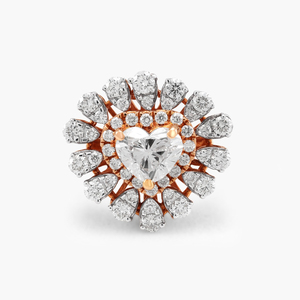 Anillo de Compromiso con Diamante en Forma de Pera en Oro Rosa, Estilo Romántico para Mujer - Product Image 2