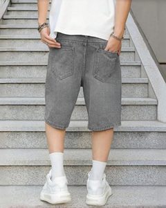Shorts Bermuda en jean délavé pour homme, taille mi-haute, coupe décontractée ample, style streetwear, en coton - Product Image 6