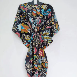 Robe kaftan en coton indien faite à la main, paréo de plage, coupe décontractée, kimono - Product Image 1