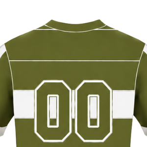 Camiseta de Rugby Verde Oliva y Blanca de Manga Corta, Cuello Redondo, Rayas, para Entrenamiento Deportivo, Partidos y Equipos - Product Image 4