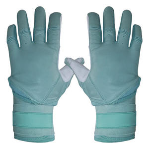 Mint Green Leather Baseball Batting Gloves Breathable Perforated Palm <b>Grip</b> <b>Control</b> Adjustable Wrist Support Custom Training - Product Image 3