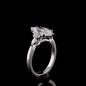 Bague de fiançailles vintage en or blanc massif avec diamant taille marquise de 2,5 carats, certifiée IGI, bague de promesse unique, bague de mariage pour anniversaire - Product Image 4