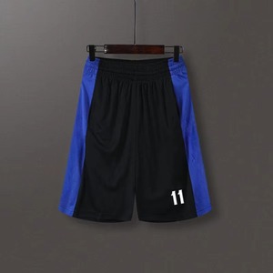 Short de basketball pour homme, collection été, avec empiècements latéraux violet et jaune, en maille respirante, taille élastique, imprimé numéro 11, longueur mi-cuisse - Product Image 3