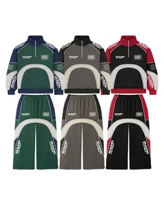 Custom Motocross Quarter <b>Zip</b> Tracksuit | Men Racing Style Patchwork Sweatsuit | OEM Heavyweight Wide Leg Jogger Set Manufacturer - Product Image 1