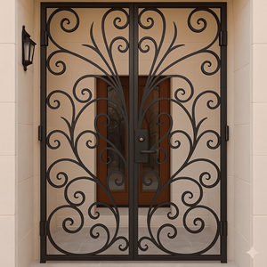 Portail de jardin en fer forgé KHP, design contemporain, porte battante manuelle, utilisation extérieure, surface finie, portail d'entrée en métal, garantie 1 an - Product Image 1