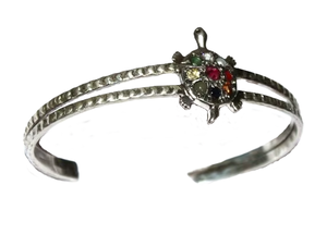 Memoria Jewels 925 <b>Solid</b> Sterling <b>Silver</b> Natural Navratna Gemstone <b>Bracelet</b> White Pearl Animal Design 16.5 Gram Grade Exclusive - Product Image 5
