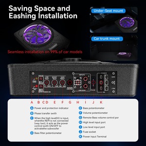 Subwoofer 1200W, subwoofer de voiture fin à installer sous le siège et pack amplificateur avec éclairage d'ambiance - Product Image 4