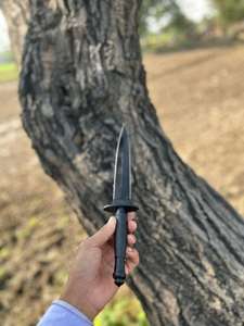 Commando Knife With Straight <b>Edge</b> Carbon Steel Blade Black <b>Rubber</b> Handle 0.6mm Thickness Hunting Knife - Product Image 3