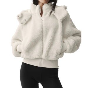 New arrival Women's Foxy Sherpa Jacket Removable Hood Teddy Fleece Zip Up Winter Coat Plush Sherpa premium Outerwear Custom OEM - Product Image 1