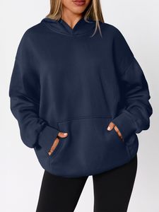 Sudaderas con capucha extragrandes de algodón liso de alta calidad personalizadas al por mayor para mujer, sudadera extragrande para mujer, antiencogimiento, deportiva - Product Image 2