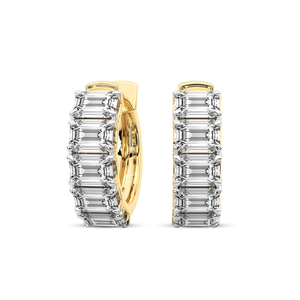 Hermosos Pendientes de Aro de Oro Sólido de 18k con Esmeralda Darya y Diamantes de Laboratorio (3 CT.) Tw. Pendientes con certificado IGI para mujer - Product Image 3