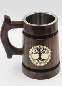 Taza para Beber de Madera de Mango Ecológica con Símbolo Vikingo de Odín para Uso Doméstico - Product Image 3