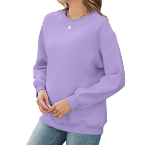 Sweat-shirt décontracté de haute qualité pour femmes, logo brodé personnalisé universel, sweat-shirt à col rond surdimensionné, prix abordable - Product Image 4