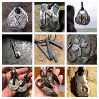 Fait à la main forgé Viking fer Rune pendentif collier gothique romantique forme géométrique accessoires pour chrétien fête nordique amulette