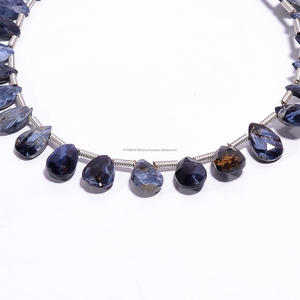Venta al por mayor de cuentas de pietersita azul natural facetadas en forma de pera 8 pulgadas 6X5 a 7X5 MM cuentas de piedras preciosas hebra para hacer joyería superior - Product Image 2