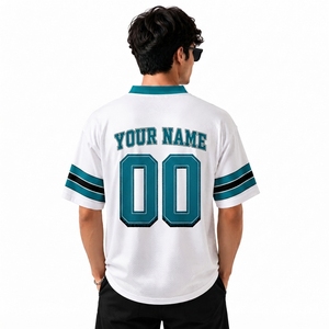 Maillot de football personnalisé en maille avec nom et numéro, col en V, manches courtes, unisexe, 100% polyester, chemise de sport, uniforme d'équipe - Product Image 3