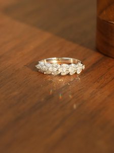 Feather Shapes Marquise Cut Moissanite Stacking Bridal Band <b>Ring</b> 925 Silver Fine <b>Proposal</b> Gift For Engagement Wedding Charm - Product Image 1
