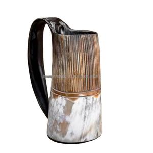 Antique White Design Polished Ox Horn Drinking Mug Beer Glasses Ox Cow Horn Vintage Style Large Capacity Portable Camping - Product Image 4