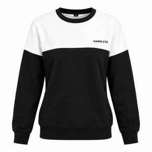 Sudadera de Mujer con Bloques de Color, Cuello Redondo, Corte Regular, Estampado de Letras en Blanco y Negro, Tejido de Algodón para Otoño - Product Image 5