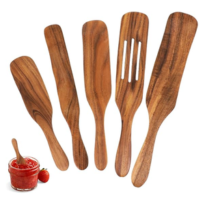 Espátula de madera natural y maciza, utensilios de cocina personalizados con mango largo, al por mayor. - Product Image 6