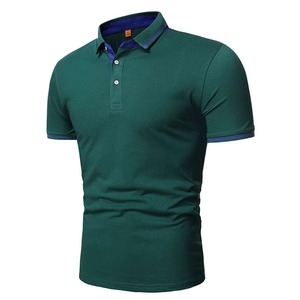 <b>Mens</b> <b>Green</b> Cotton Pique <b>Polo</b> <b>Shirt</b> Short Sleeve Regular Fit Casual Wear Anti-Wrinkle Knitted Solid Color Design Customize - Product Image 1