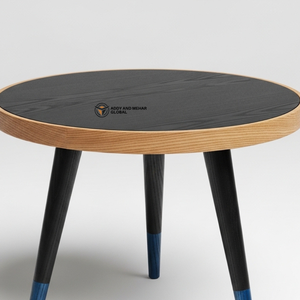 Tabouret Meena noir peint à la main – Table d'appoint en bois design pour la décoration intérieure - Product Image 5