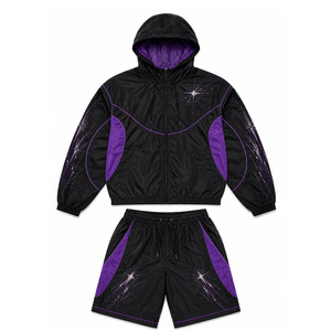 Ensemble coupe-vent short et veste à capuche athlétique haut de gamme, faible MOQ, look tendance inspiré - Product Image 1