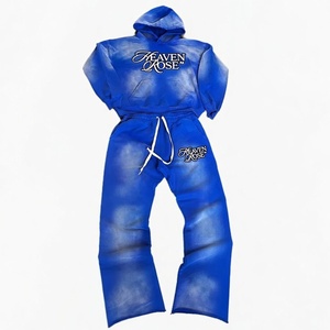 Conjunto de Sudadera con Capucha y Pantalones Deportivos de Algodón 100% Lavado para Hombre, Estilo Urbano, Corte Holgado, Estampado con Letras, 2 Piezas, Venta al Por Mayor OEM - Product Image 6