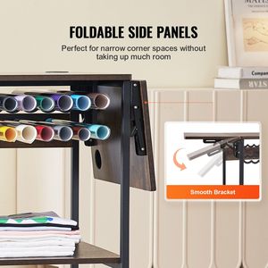 Supporto mobile a 3 livelli per termopressa con funzione di apertura automatica, pieghevole, con ruote e porta rotoli in vinile - Product Image 3
