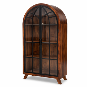 Armario de Madera de 2 Puertas con Acabado Brillante |   Armario Blanco Minimalista con Detalles Geométricos Dorados |   Organizador de Armario de Lujo para Dormitorio - Product Image 1