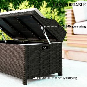 Taburete de Almacenamiento Exterior Blanco con Plataforma, Bancos de Patio para Jardín o Terraza - Product Image 4